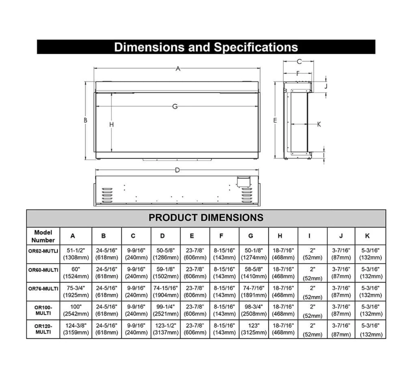 Modern Flames Orion Multi Heliovision Linear Electric Fireplace