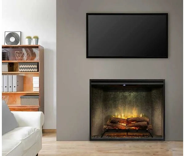 Dimplex Revillusion 36-inch Portrait Built-In Firebox with Glass Pane and Plug Kit, Weathered Concrete (RBF36PWC-FG)